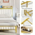 thumbnail image 4 of Full/Queen/King Size Bed Frame with Storage Headboard, Industrial Upholstered Platform Bed Frame with LED Headboard and USB outlets, Strong Frame Slats Support, Easy Assembly, White & Gold, 4 of 9