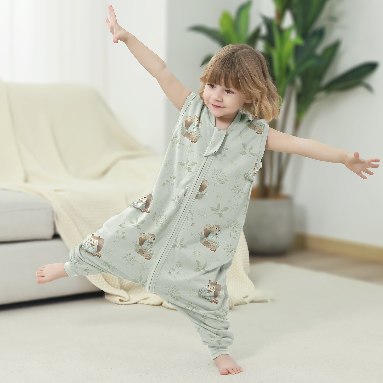 Mosebears 1.0 Tog Baby Sleeping Bag - Cotton Sleeveless Sleep Sack for Baby(Animal,XL(3-4 Years))