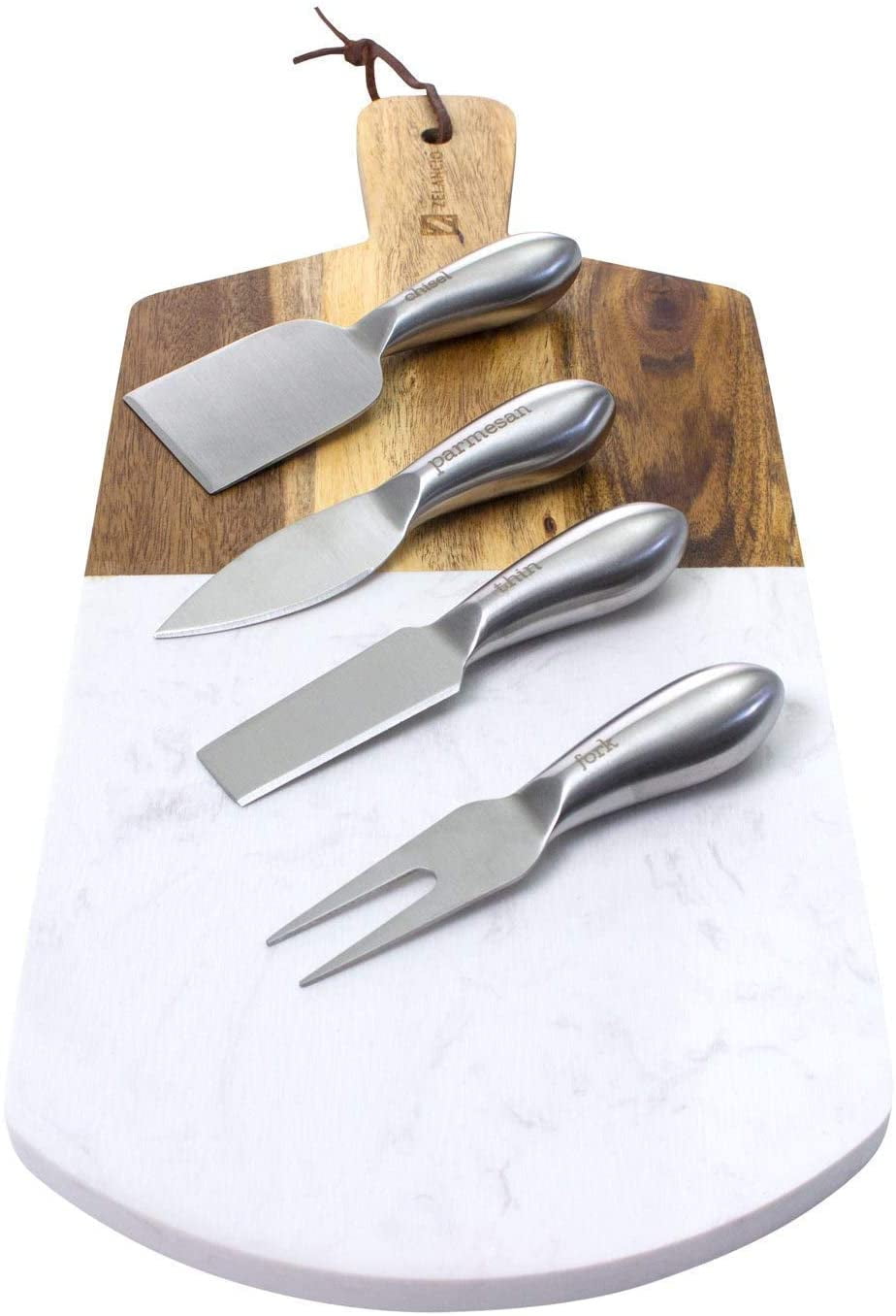 Zelancio Marble And Acacia Wooden Serving Cheese Board 6 Piece Set Includes Stainless Steel Cheese Tools Serving Paddle Wood Cheese Knife Holder With Integrated Magnets Walmart Com Walmart Com