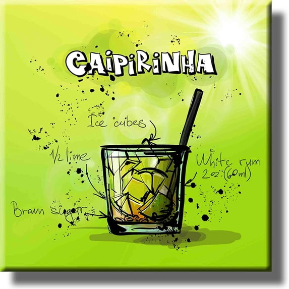 Caipirinhna Recipe Drink Picture on Stretched Canvas, Wall Art Decor, Ready to Hang!