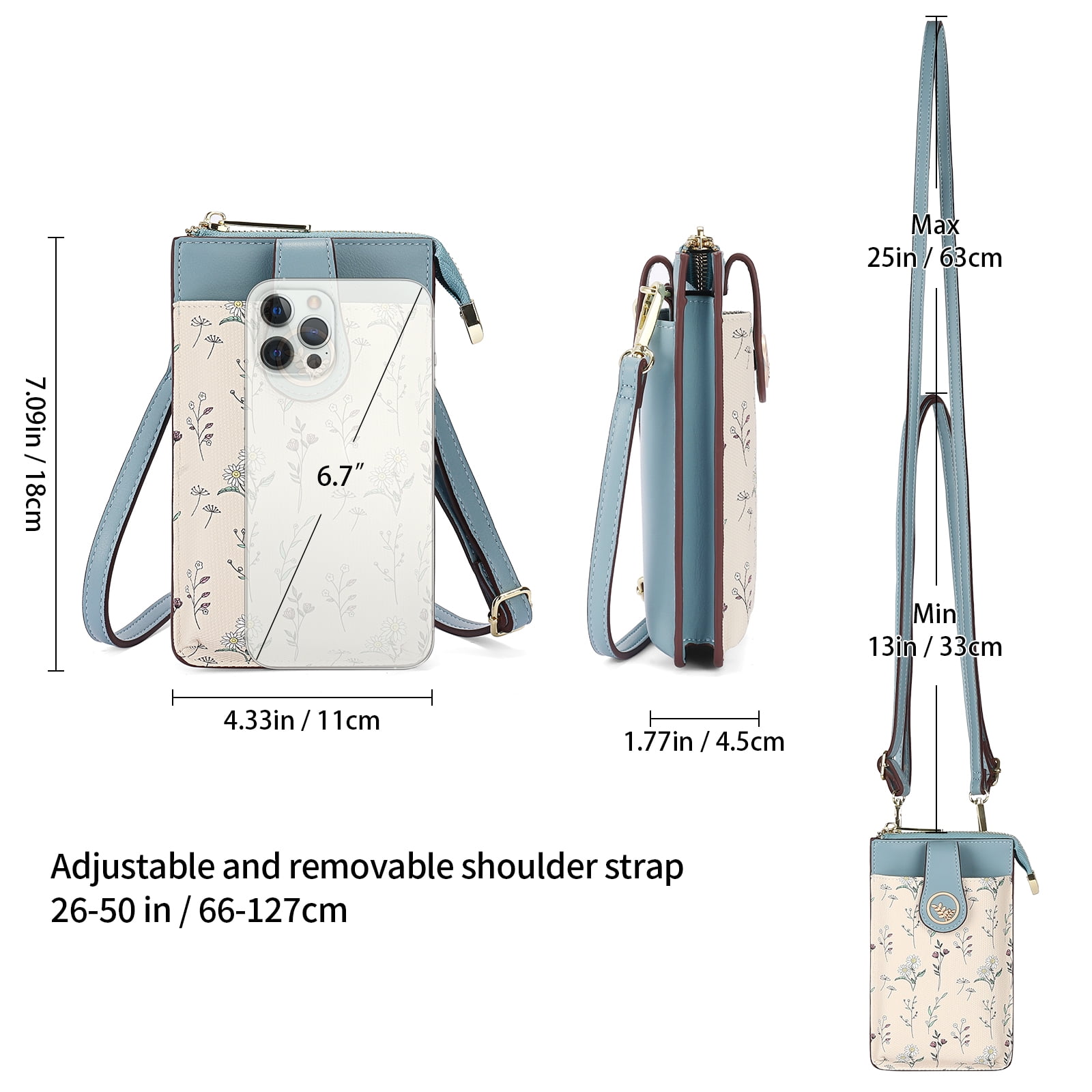 GAEKEAO Small Crossbody Bags for Women Leather Cell Phone Purse Bag Wallet with RFID Blocking Credit Card Slots