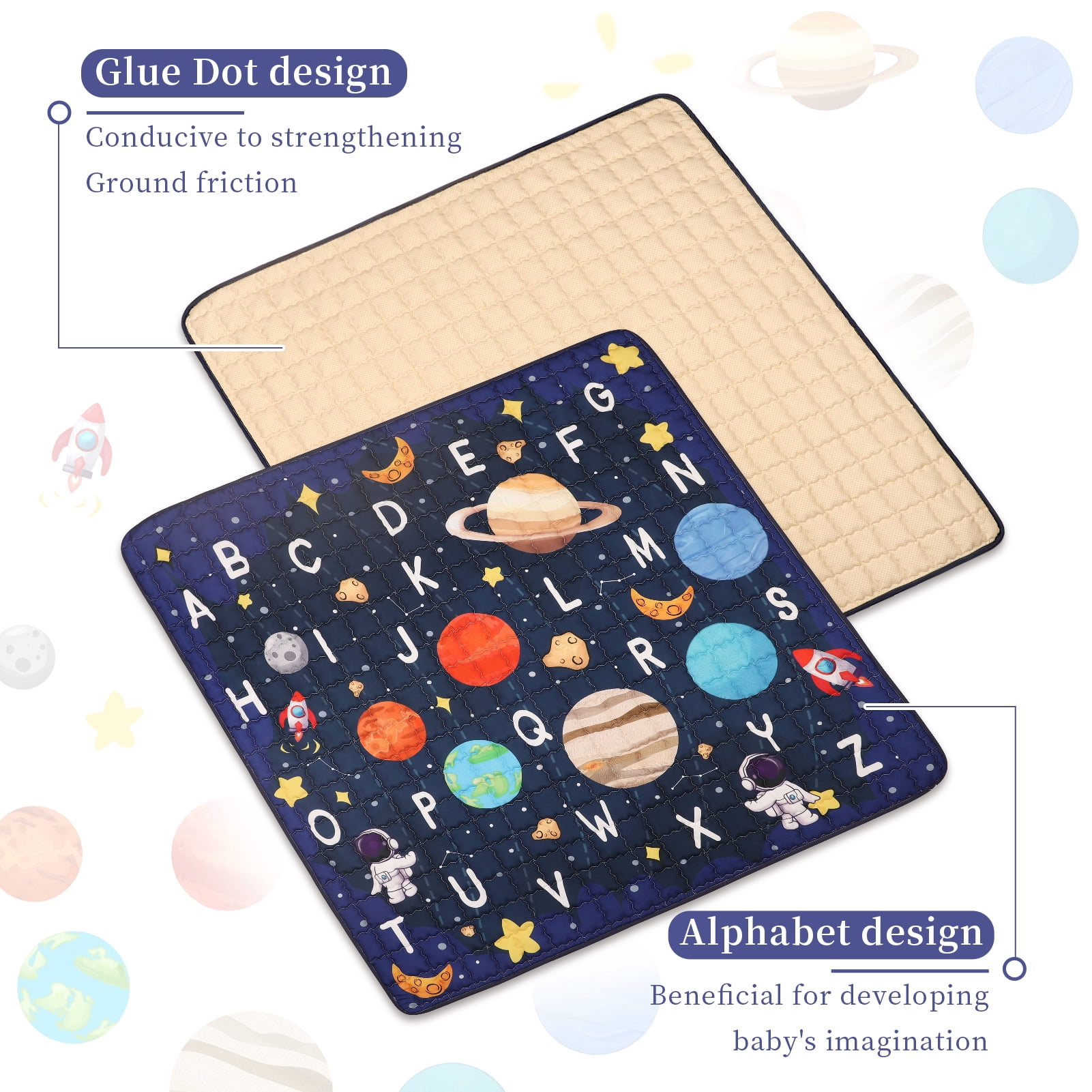 Baby Mat for Floor, Thicken Non-Slip Cushioned Baby Play Mat, 50" X 50" Play Mat for Playpen, Foldable Baby Floor Play Mat for Infants,Babies,Toddlers, Machine Washabl