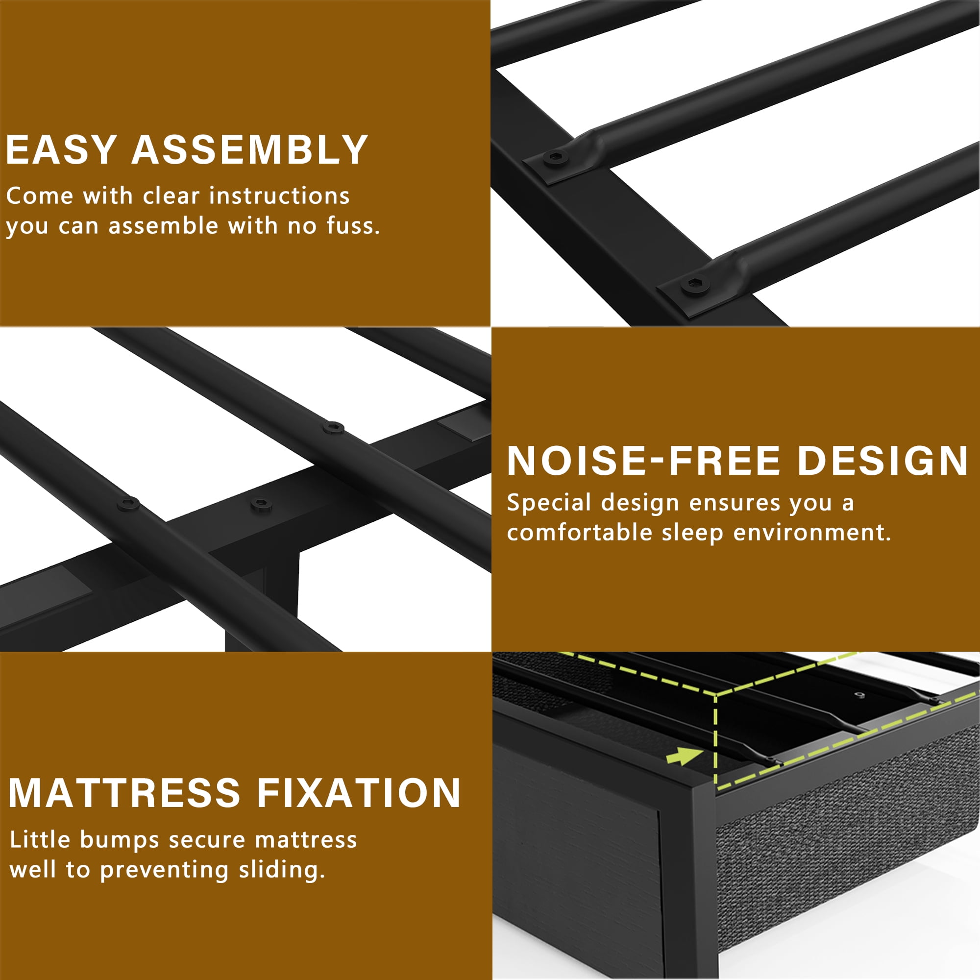 NHIXSOM Farmhouse King Bed Frame with LED Headboard, Charging Station and Storage Drawers, Farmhouse Style, Easy Assembly, Black