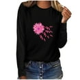 thumbnail image 2 of VKOYWKM Pink Ribbon T-Shirts for Women Breast Cancer Awareness T Shirt Long Sleeve Breast Cancer Survivor Tops Fight Cancer Crew Neck Sweatshirts, 2 of 4