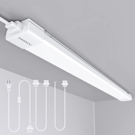SRWEHG-LED Shop Light With Plug, 4FT Waterproof Linkable Tube, 36W Cabinet Lighting 5000K Wired Electric Ceiling With ON/Off Switch, 4000LM Closet Light for Workshop, Room