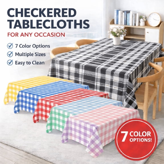 AUQ Picnic Table Cover,Picnic Tablecloth,Premium Tablecloth,Checkered Bbq Plastic Table Cover - Gingham Checkerboard Disposable Plastic Tablecloth 54×108 Inch Rectangle