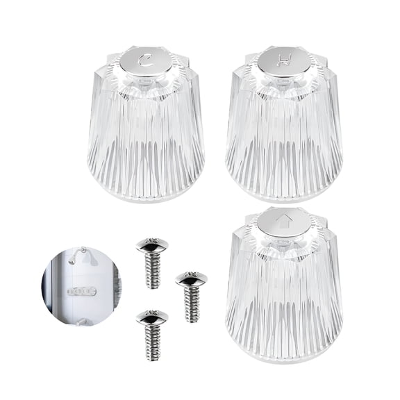 HIBIBUD 3 Pieces Shower Knob Replacement, Clear Acrylic Shower Faucet Handle Replacement,Universal Bathtub Faucet Handles for Bathroom Tub
