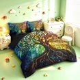 thumbnail image 2 of Homewish Bohemian Nature Tree 7 Pieces Full Size Bedding Sets,Colorful Boho Glass Full Size Bed in a Bag,Navy Yellow,Black Reversible, 2 of 8