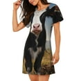 thumbnail image 2 of Balery Cute Prairie Cow Camisón de manga corta con cuello redondo para mujer, cómodo y elegante., 2 of 6