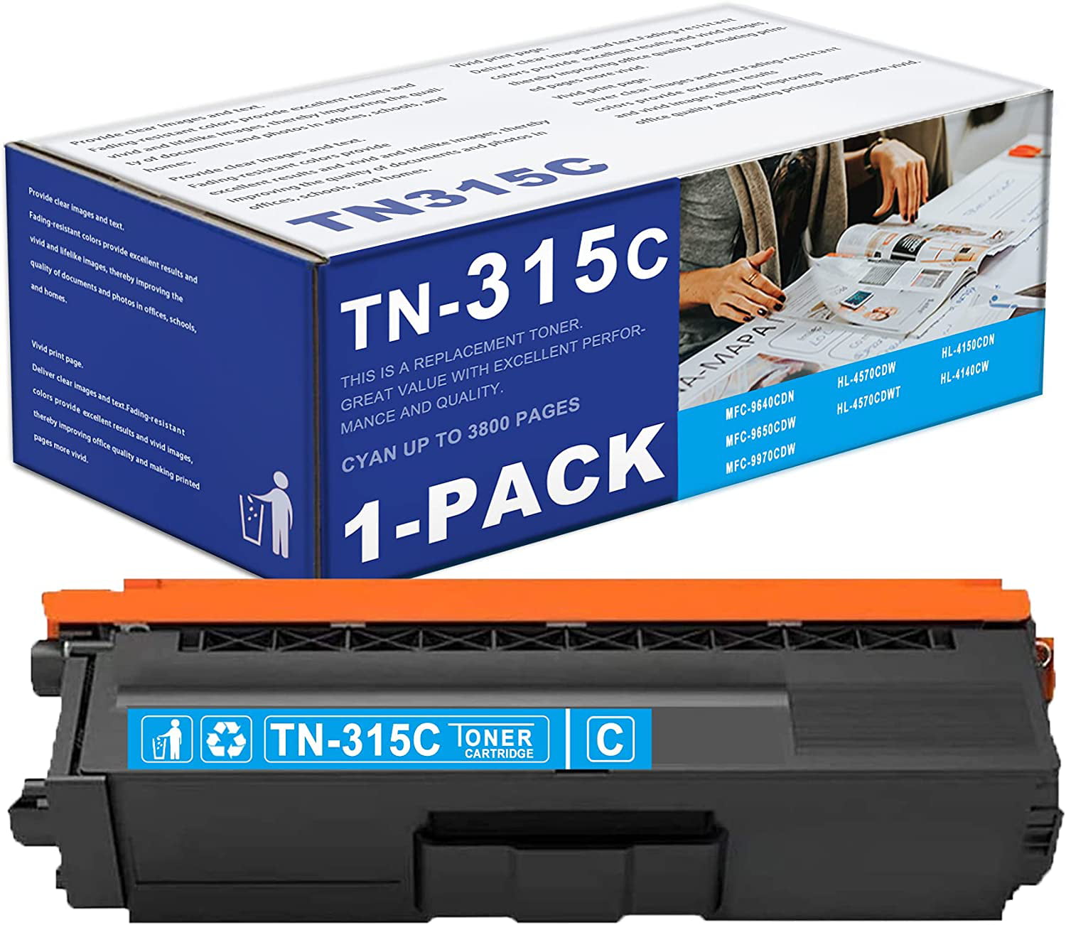Nominering Australien Kanin 1 Pack TN315C TN-315C TN315 TN-315 Cyan High Yield Toner Cartridge  Replacement for Brother MFC-9970CDW 9650CDW 9640CDN Printers - Walmart.com