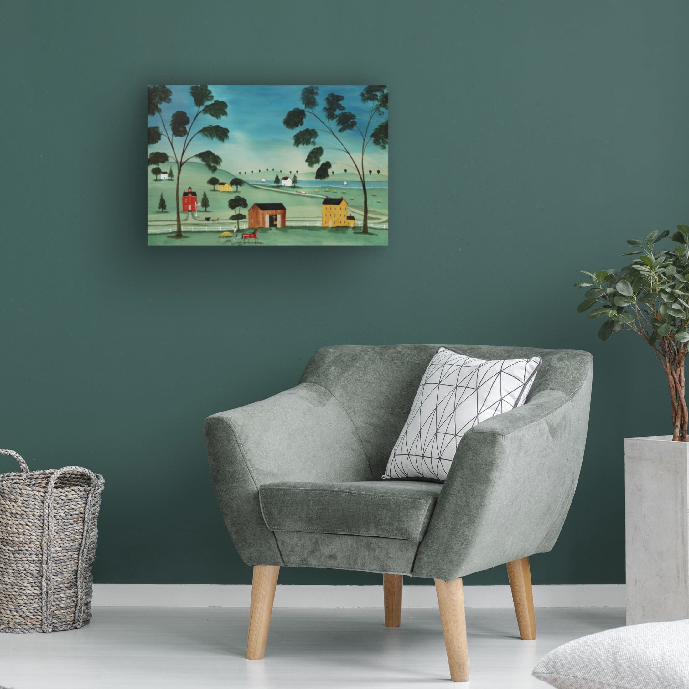 Canvas Wall Art - C Munro 'Country Scene On Wood' Wall Art for Living Room, Bedroom, or Office Décor by Trademark Fine Art - 24 x 16 Inches