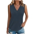 thumbnail image 3 of BiZtdJrK Womens V Neck Tank Tops Dressy Summer Sleeveless Shirts Casual Loose Tanks Blouse Navy L, 3 of 6
