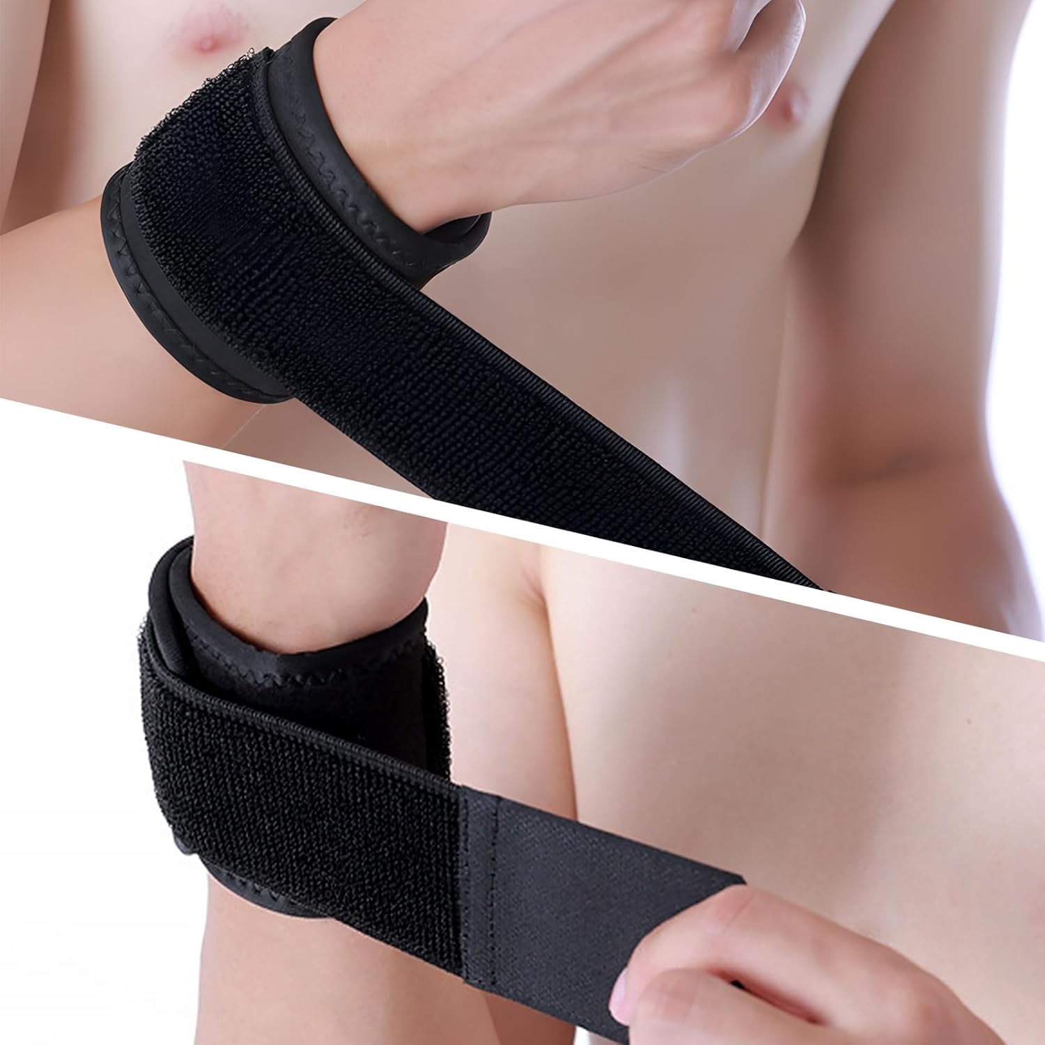 Black Elbow Brace for Tennis- Adjustable Arm Strap Support for Men and Women - Provides Effective Compression and Support for Tennis Elbow and Golfer's Elbow, Great Support for Forearm, 1PK