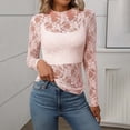 thumbnail image 4 of mgoYE Womens Mesh Long Sleeve Shirts Fashion Clothing Turtle Necks Sheer-Ruched Going Out Tops Fall Summer Outfits Slim Fit Blouses(Pink,S), 4 of 8