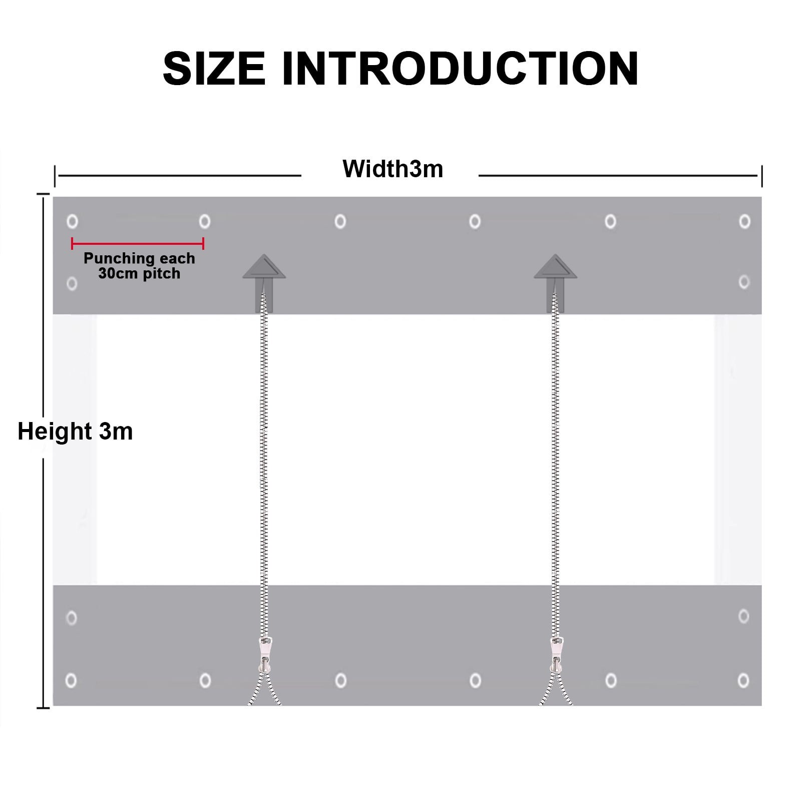 TOPCHANCES Clear Vinyl Curtains with Zipper Entry, Heavy Duty Waterproof PVC Clear Tarp with Grommets, Outdoor Clear Panel Curtain for Porch, Pergola, Gazebo, Patio, Enclosure (10'H x 10'W, Black)