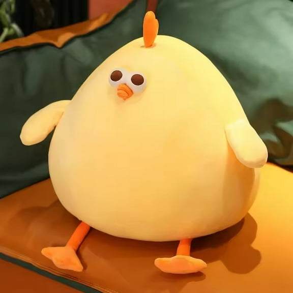 Cute Round Yellow Chick Plush Toy, Soft Squishy Chicken Stuffed Animal, Kawaii Fat Chick Plushie Pillow for Kids Gift & Home Decor