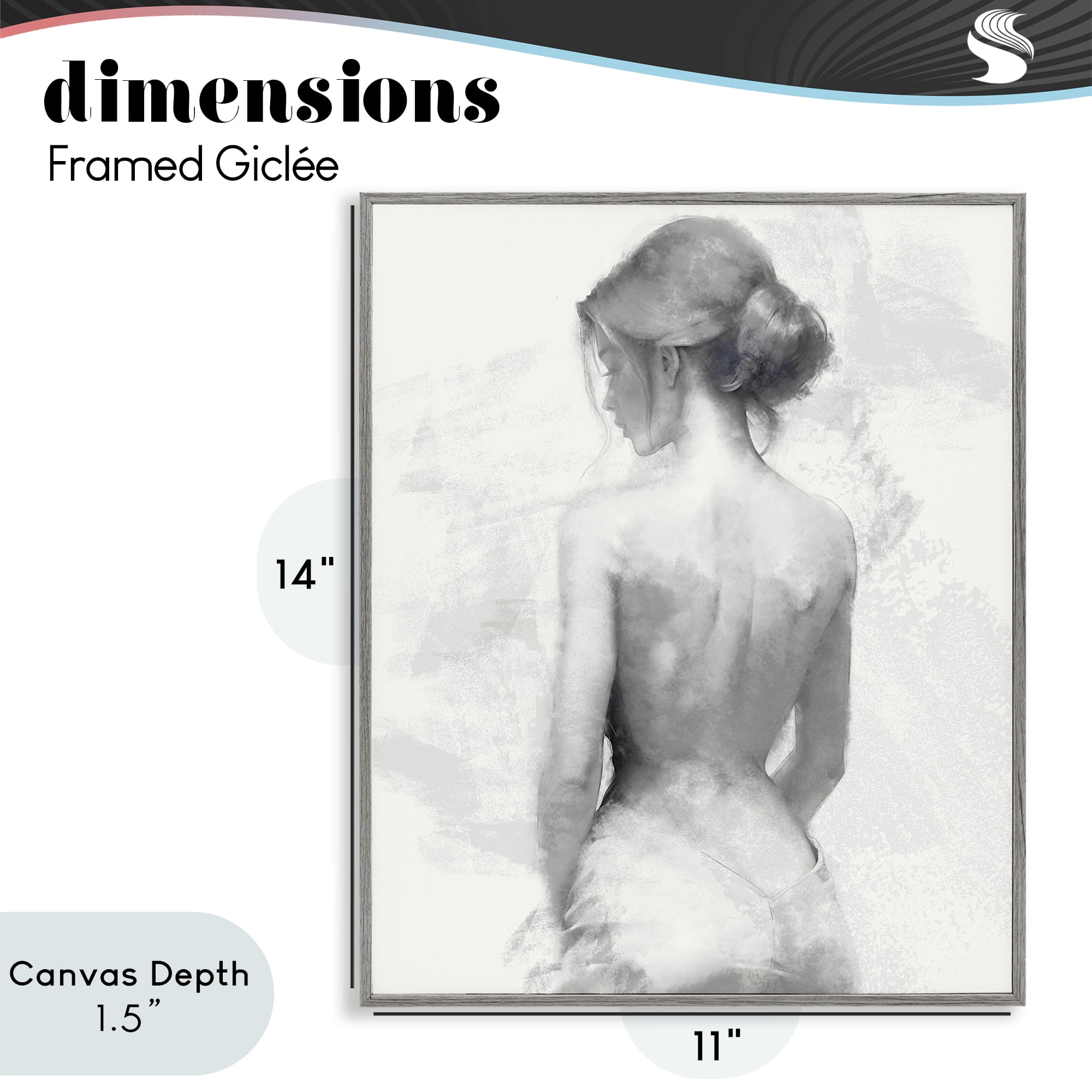 Stupell Industries Mine Elegant Figure Gray Framed Giclee Art, design by Kim Allen