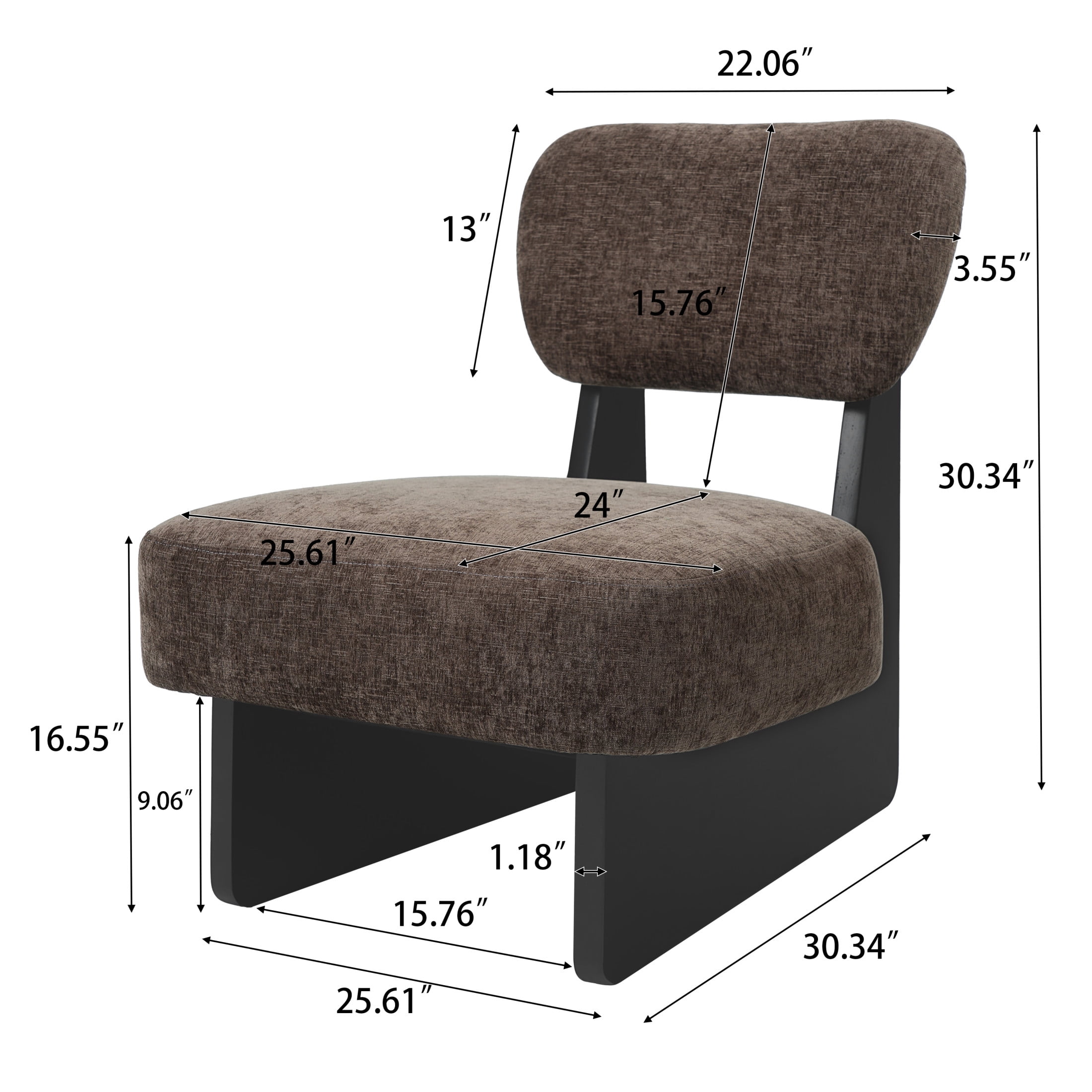 Christopher Knight Home Minimalist Upholstered Accent Chair Set of 2, Solid Wooden Base, Black+Dark Brown
