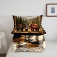 thumbnail image 5 of Manfei Sunset Bear Family Twin Comforter Sets,Wooded Pine Grid Bedding Set,Brown,Black Reversible,2-Piece,1 Comforter and 1 Pillowcase, 5 of 7