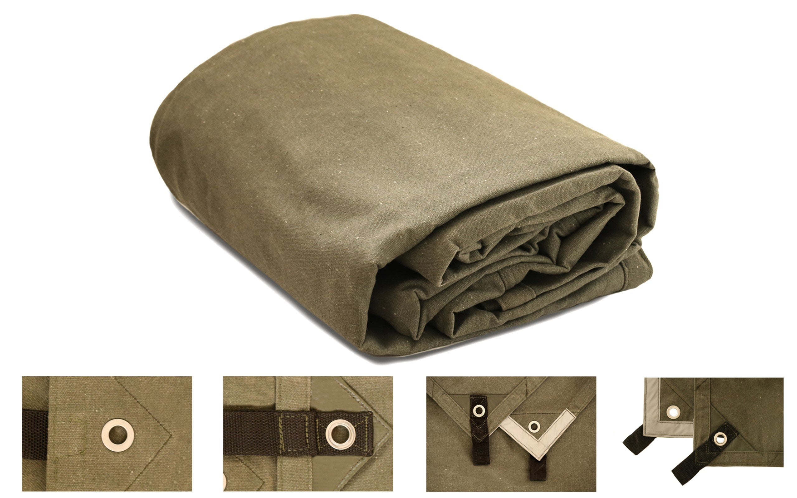 Heavy Duty Waterproof UV Resistant Cut Size: 12x24, Finished Size: 11’6 x23’6”, Brown Industrial & Commercial Use Cloth Tarp WHITEDUCK Canvas Tarp 18 oz Rustproof Grommets