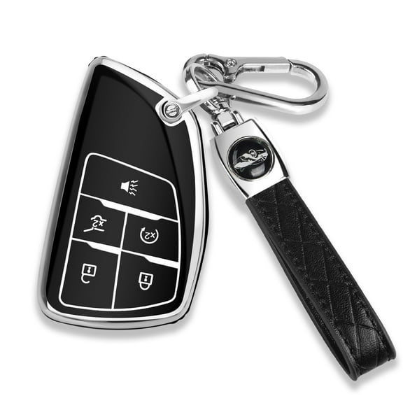 for Chevy Key Fob Cover with Keychain Soft TPU Protection Case Compatible with 2021-2025 Chevy Tahoe Suburban GMC Yukon Denali Silverado 5 Buttons