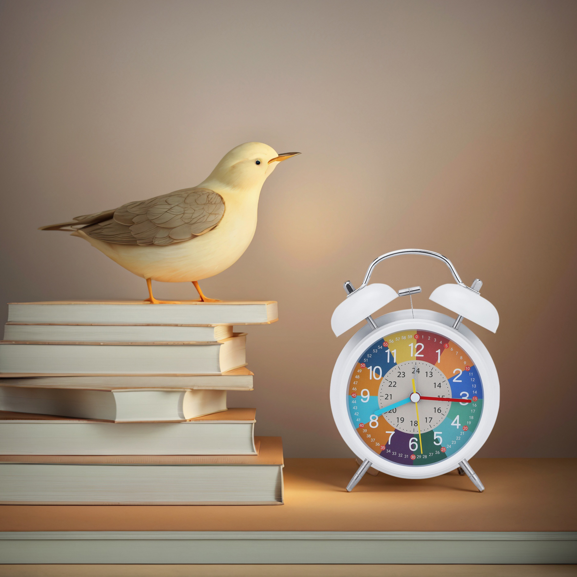 Unique Bargains Non-Ticking Alarm Clock for Home Decor White 4.3"L x 2.2"W x 6.3"H