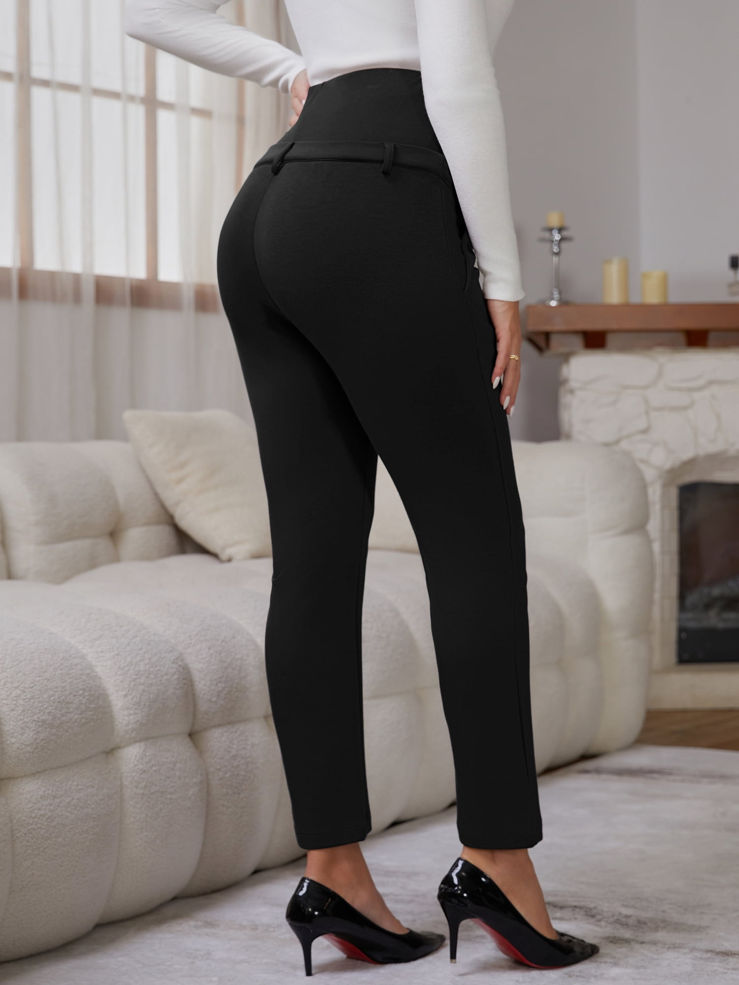 DARING DIVA Women's Pregnancy Pants Skinny Leg Over Belly Trousers M Black