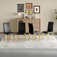 thumbnail image 2 of Set of 4 Black PU Leather Dining Chairs with Gold Metal Legs - Modern Luxury, Ergonomic Comfort, Floor Protection, 16.2"W x 18.5"D x 34.6"H - Ideal for Dining Room, Bar, Hotel, 2 of 25