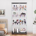 thumbnail image 2 of Double Glass Doors Display Cabinet with Locks and Wheels, 4-Tier Curio Cabinet with 6 Acrylic Ladder Shelves for Collectibles, Freestanding Storage Cabinet for Living Room, Bedroom and Office, Black, 2 of 9