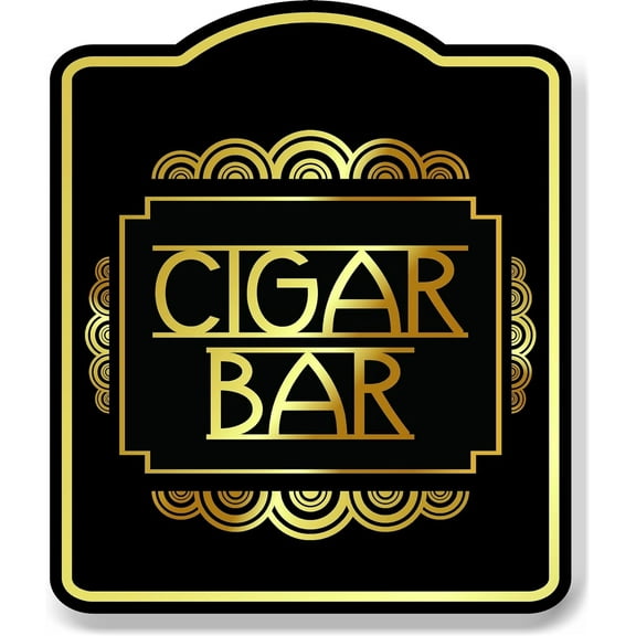 Cigar Bar Retro Geometric Ornaments BLACK Aluminum Composite Sign 8.5''x10''