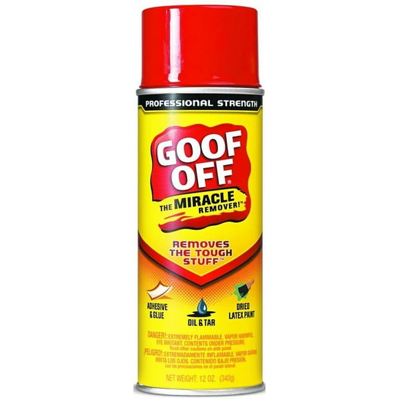 WM Barr & Adhesive Remover FG658 Goof Off; Use To Remove Adhesive/Glue/Dried Latex Paint/Asphalt/Tar/Crayon Pen/Marker/Lipstick/Road Grime/Bugs/Tree Sap; 12 Ounce Aerosol Can