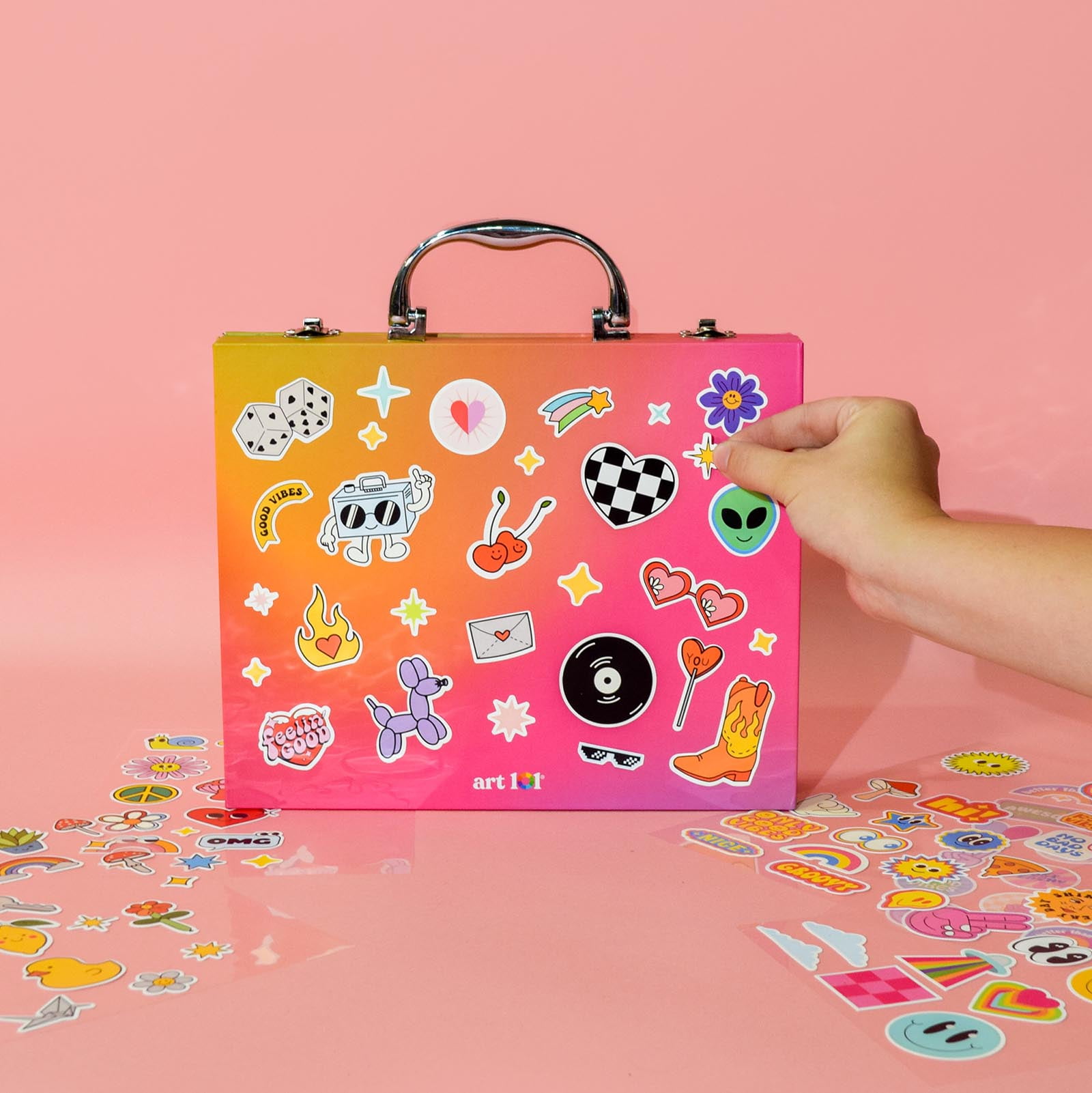 Art 101 Vinyl Sticker and Art Case with 55 Pieces, Coloring Set, for Child Ages 8+