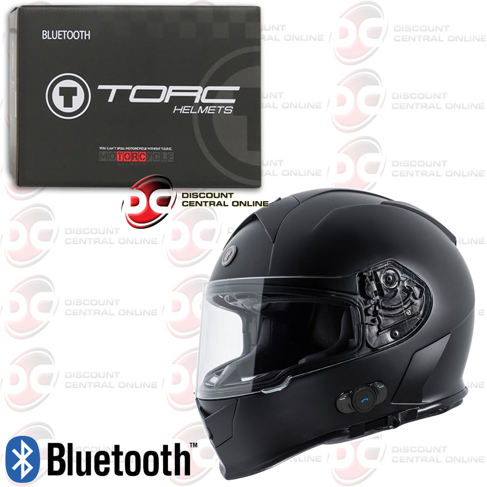 T14B Flat Black Wings Bluetooth Motorcycle Bike Dual Visors Full Face Helmet L