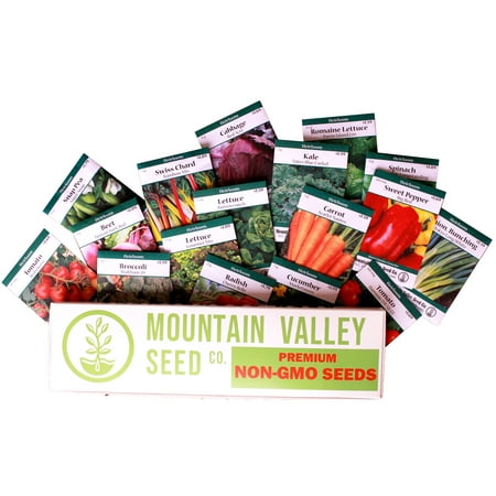 Salad Garden Seed Collection - Premium Assortment - 18 Non-GMO Vegetable Gardening Seed Packets: Swiss Chard, Pea, Spinach, Tomato, Pepper, Chives, Lettuce, More