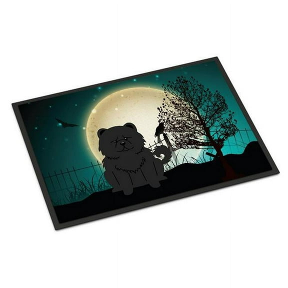 Halloween Scary Chow Chow Black Indoor or Outdoor Mat, 24 x 0.25 x 36 in.