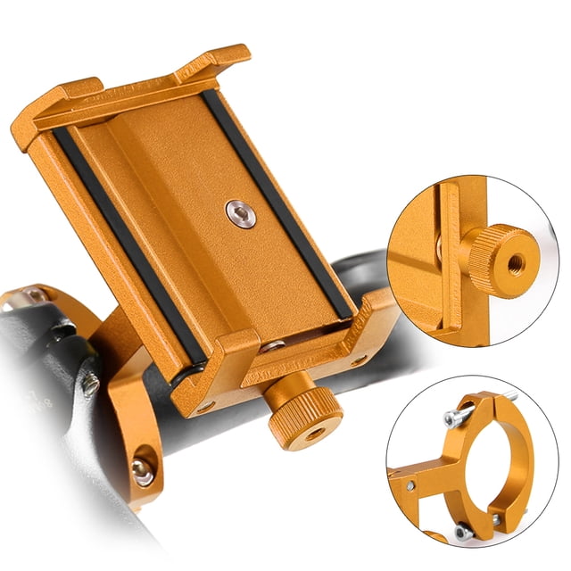 Tignapoo Durable Orange Bike Phone Holder with Universal Handlebar Clamp, Aluminum Alloy, Adjustable Width 2.4-3.9in, Easy Installation, Includes Hex Wrench & Rubber Gaskets