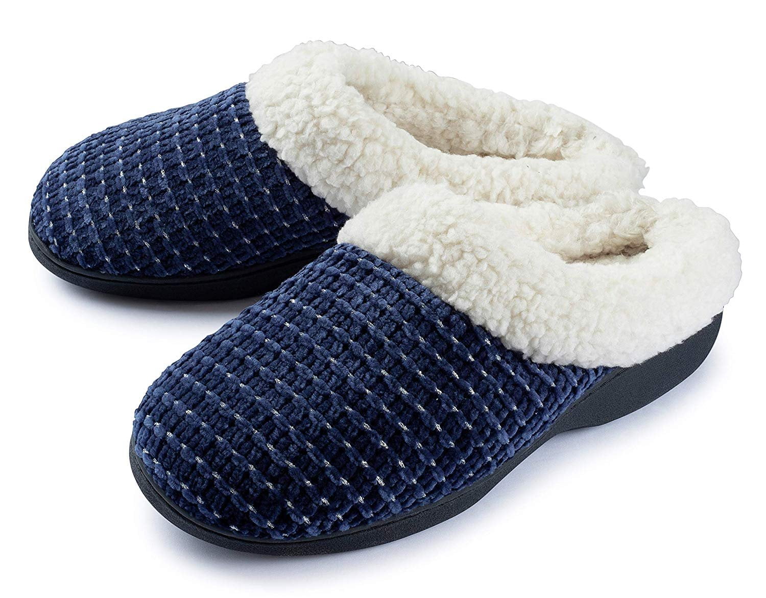 Roxoni Roxoni Womens Chenille Knit Fleece Lined Clog Slippers US