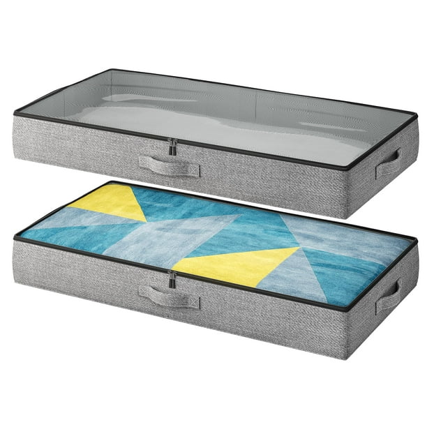 TidyCorner Paquete de 2 contenedores de almacenamiento debajo de la cama, 4.5 pulgadas de alto, perfil bajo, organizador de almacenamiento de ropa debajo de la cama con paredes laterales/parte inferio