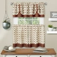 thumbnail image 2 of 3-Piece Window Kitchen Curtain Set with Double Layer Plaid Gingham Fabric, Tier Pair Panels and Cuff Tab Top Valance, Farmhouse Decor, Burgundy, 24" Panel Length, 2 of 6