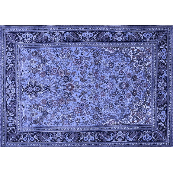 Ahgly Company Machine Washable Indoor Rectangle Persian Blue Traditional Area Rugs, 2' x 5'