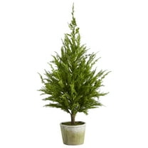 Nearly Natural 3.5ft. Cedar Pine  Look Artificial Tree in Decorative Planter