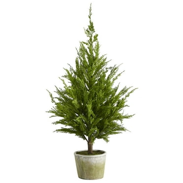 Nearly Natural 3.5ft. Cedar Pine  Look Artificial Tree in Decorative Planter