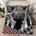 thumbnail image 2 of Feelyou Rustic Wildlife Deer Bed Sheets, Red Grey Checkered Buffalo King Sheets, Vintage Western Farmhouse Sheet Set, Luxury Bedroom Decor, 4-Piece, 2 of 7