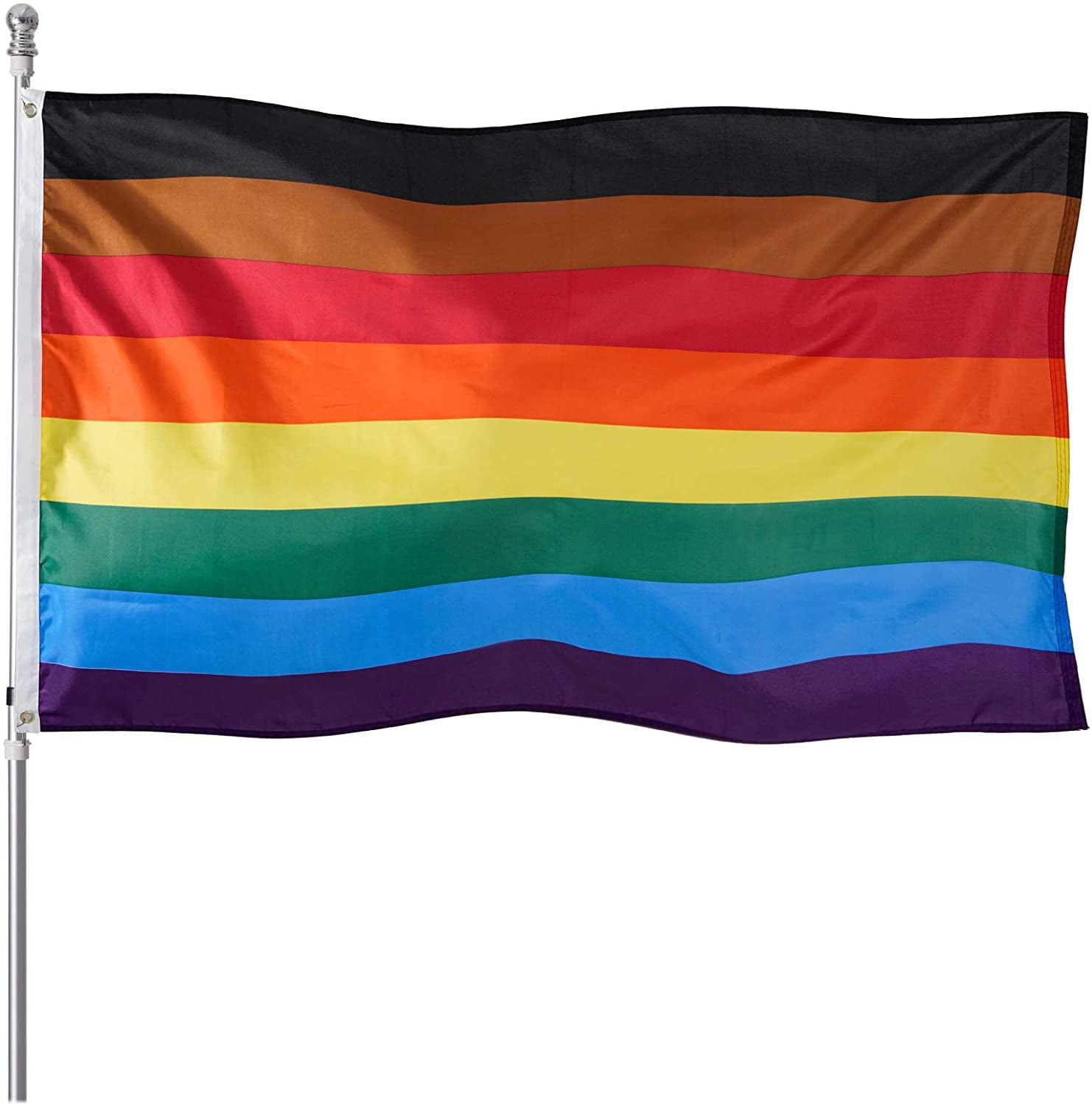 Philly Rainbow Flag 3x5 ft w/ Black & Brown Philadelphia Gay Lesbian LGBTQ Pride 
