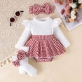thumbnail image 2 of ibiyuan Toddler Clothes Outfits Fall 2 Piece Outfit, Ribbed Long Sleeve Bodysuit Houndstooth Hem Jumpsuit Skirt School Clothes, 2 of 4