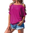 thumbnail image 2 of Sonducket Camisa de manga corta con cuello y correa para el hombro para mujer Prendas para la parte del cuerpo Rosa roja XXL, 2 of 4