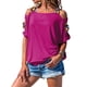 thumbnail image 3 of Qarigey Camisa de manga corta con cuello y correa para el hombro para mujer Prendas para la parte del cuerpo Rosa roja XXL, 3 of 4