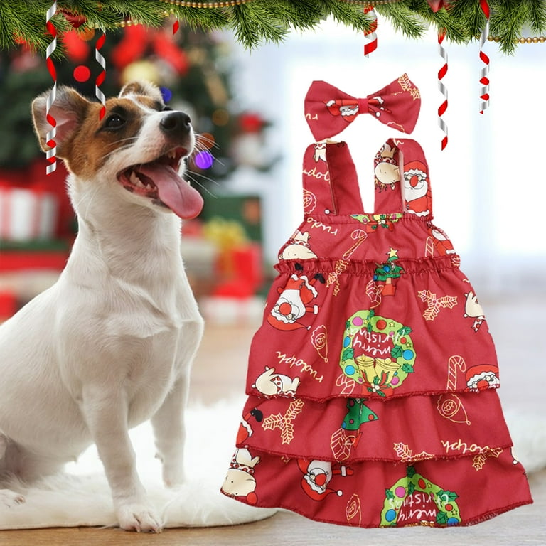 Dog Christmas Dress Dog Christmas Costumes Girl Santa Claus
