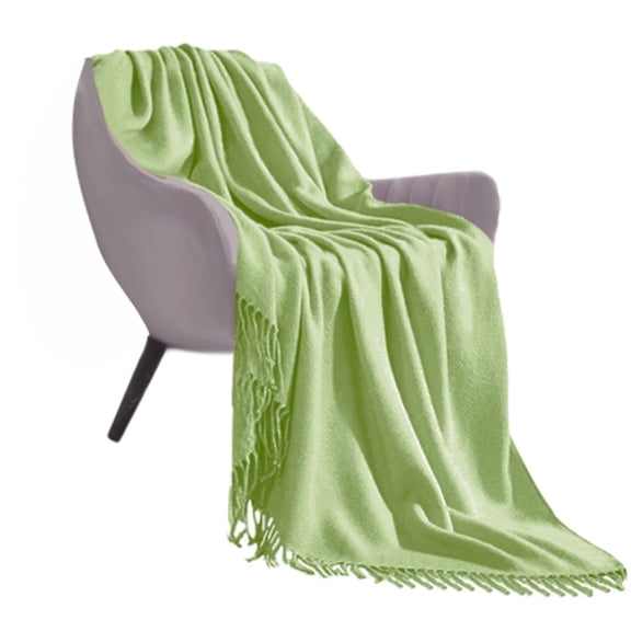SOGA Green Knitted Throw Blanket – Soft Warm Acrylic Woven Blanket with Fringes for Sofa, Bed, Couch & Living Room