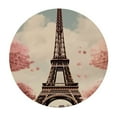 thumbnail image 2 of Nawypu  Round Fitted Tablecloth Retro Eiffel Tower Paris Flower Table Cloth with Elastic Edged Waterproof Wipeable Round Table Cover for Patio Parties Outdoor Decor, 2 of 7